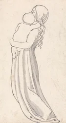 Mujer llevando a un niño en sus brazos